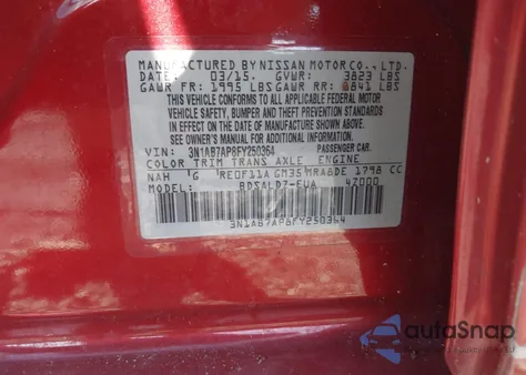 2015 Nissan Sentra Fe+ S/S/Sl/Sr/Sv из США, поврежденный, VIN 3N1AB7AP8FY250364